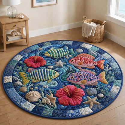 Blue Lagoon Quilted Round Mat NCU0DV9812