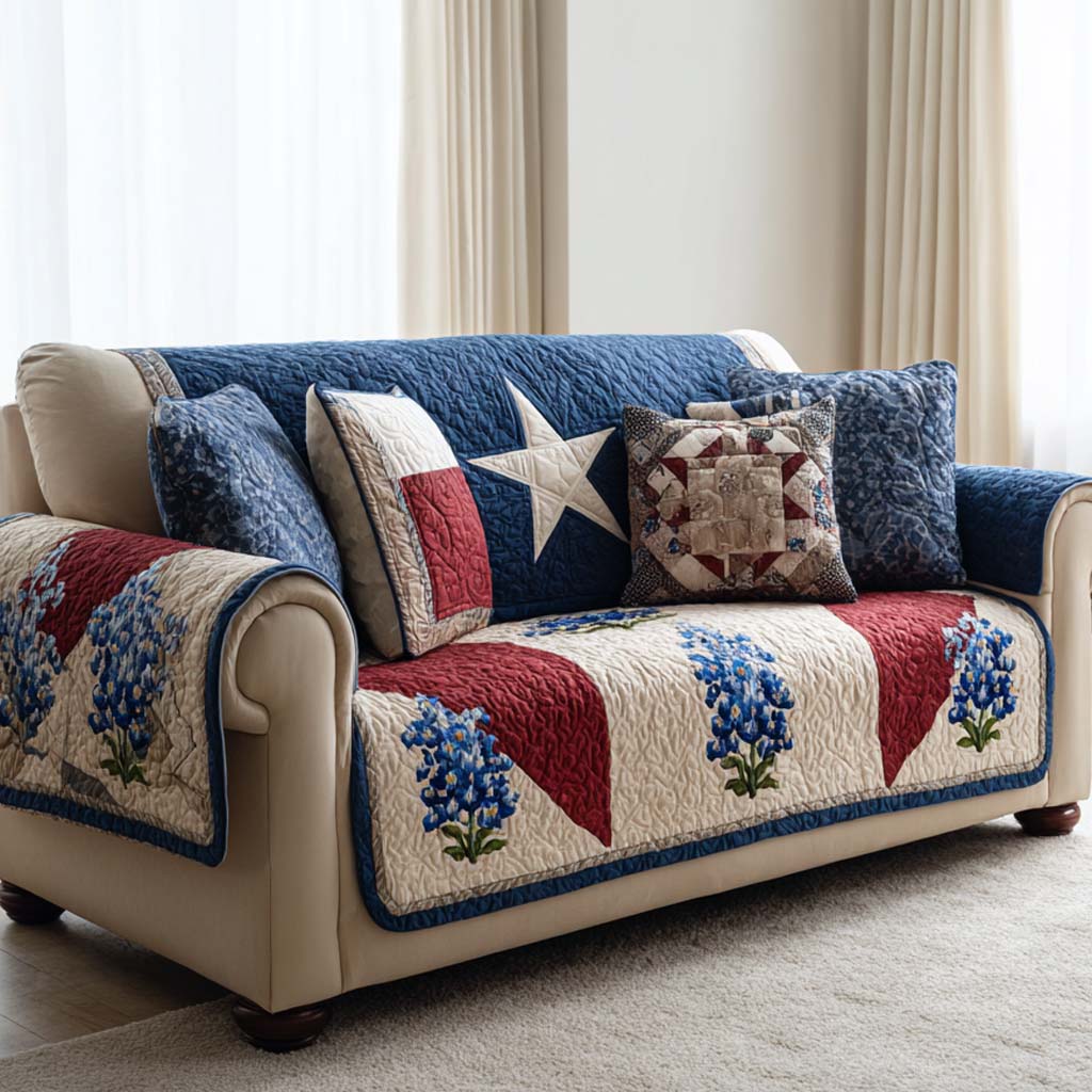 Blue Liberty Quilted Sofa Cover NCU0XD2259