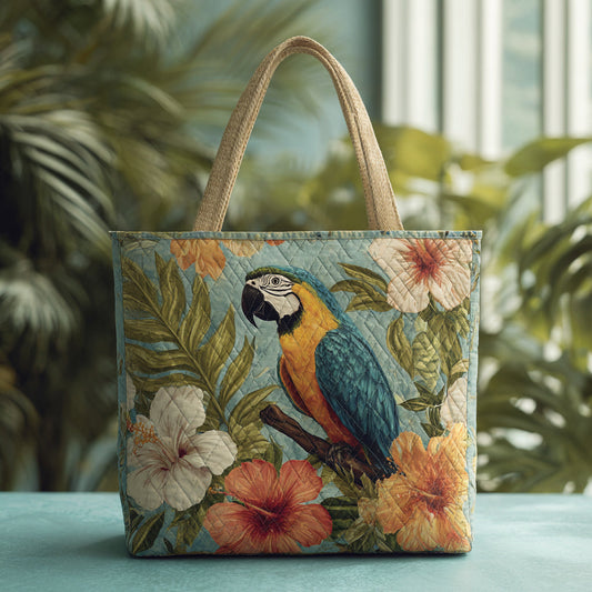Blue Macaw Tropics Quilted Tote Bag NCU0HH113