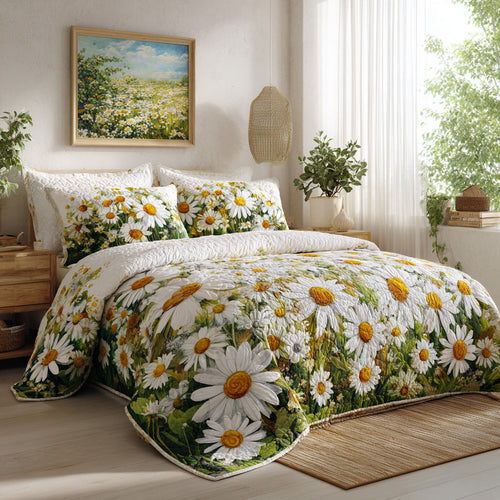 Blue Meadow 3-Piece Quilted Bedding Set NCU0VL3089