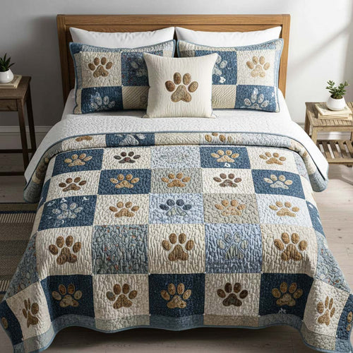 Blue Meadow Paws 3-Piece Quilted Bedding Set NCU0NT11676