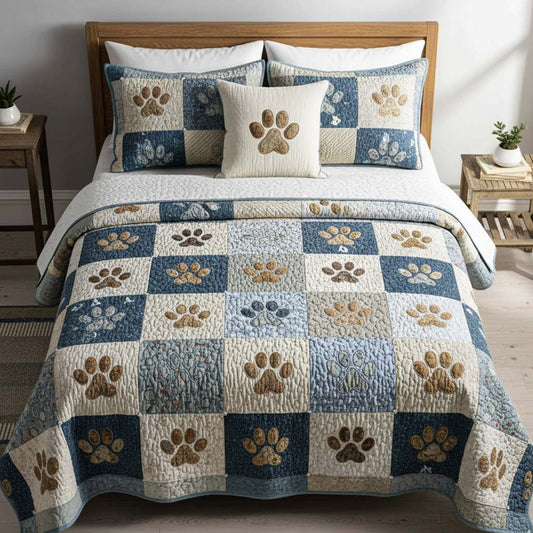 Blue Meadow Paws 3-Piece Quilted Bedding Set NCU0NT11676