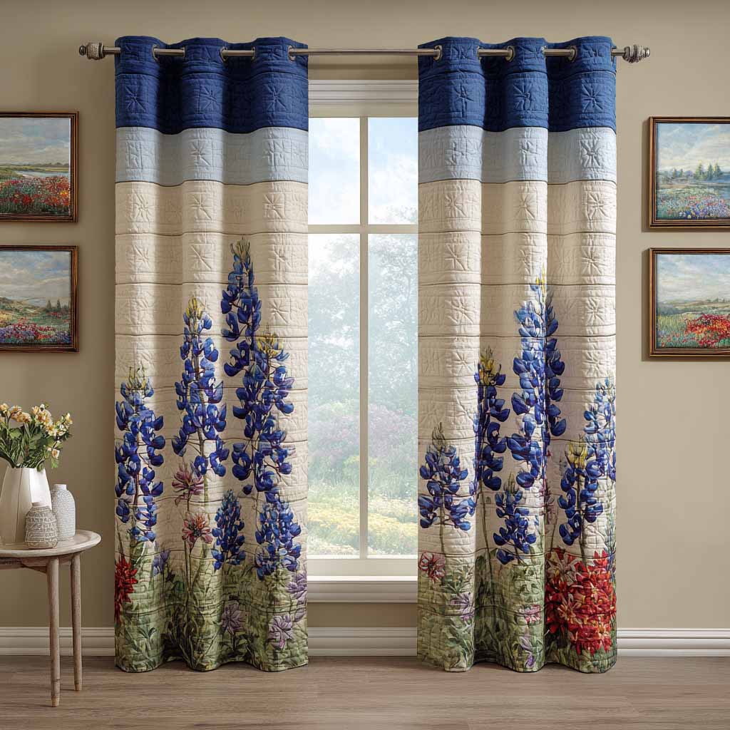 Blue Meadow Quilted Curtains NCU0XD2316