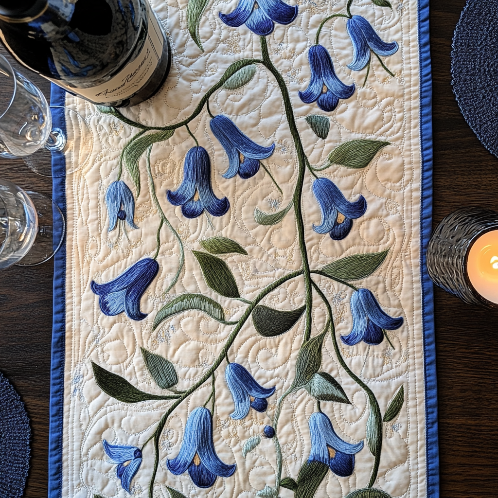 Blue Meadow Quilted Table Runner NCU0VH4810