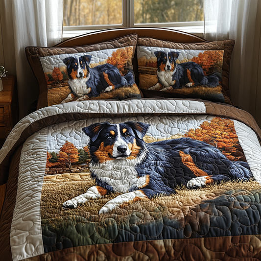 Blue Merle Dreams 3-Piece Quilted Bedding Set NCU0DV4311