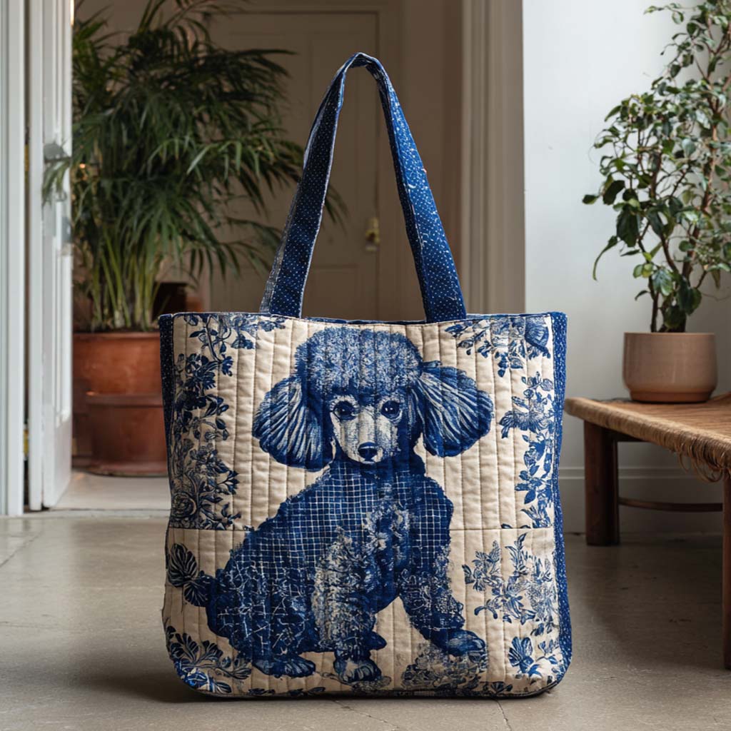 Blue Poodle Grace Quilted Tote Bag NCU0XD365