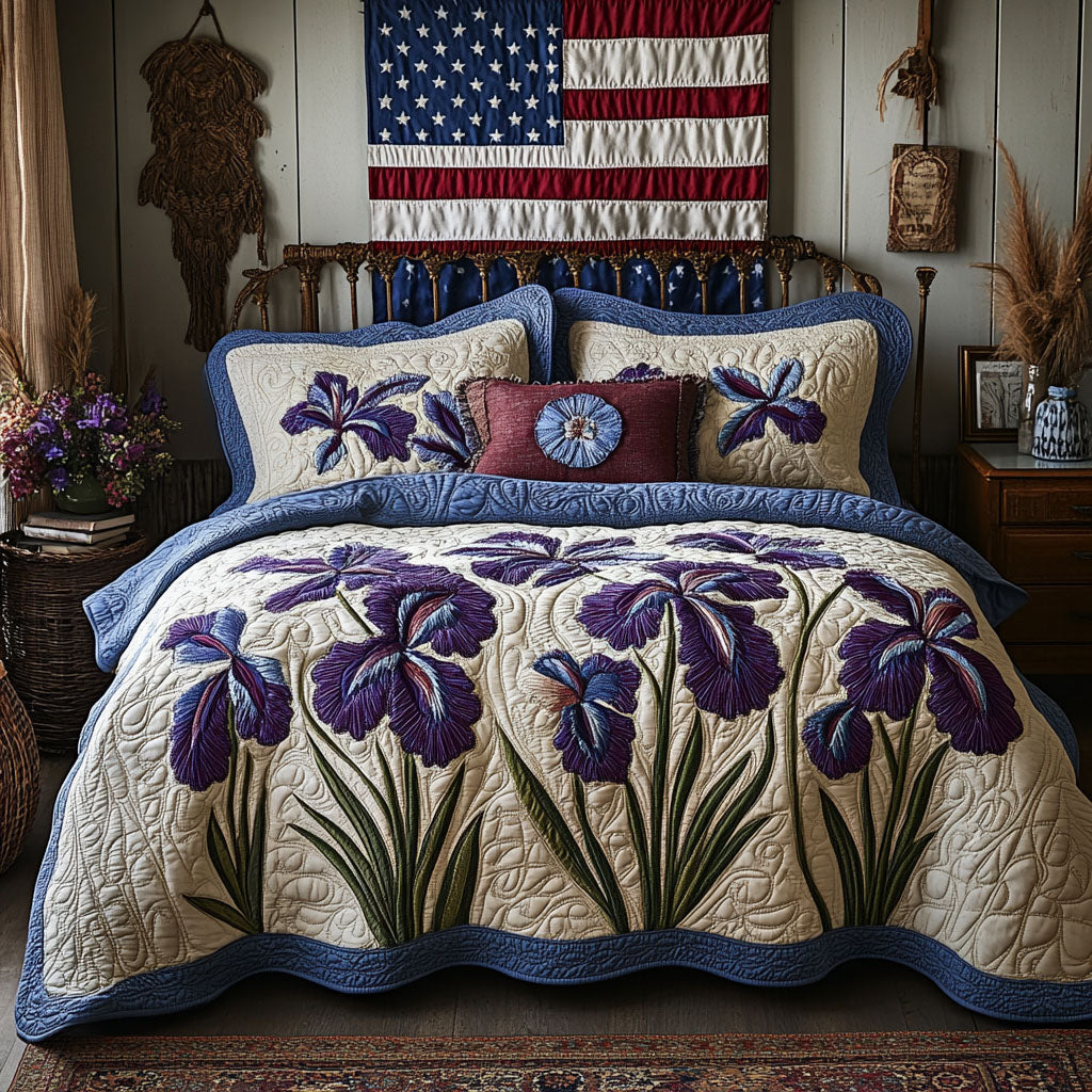 Blue Ridge Blossom 3-Piece Quilted Bedding Set NCU0PT6233