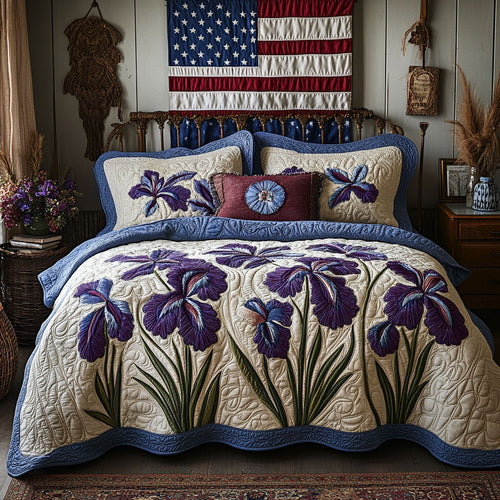 Blue Ridge Blossom 3-Piece Quilted Bedding Set NCU0PT6233