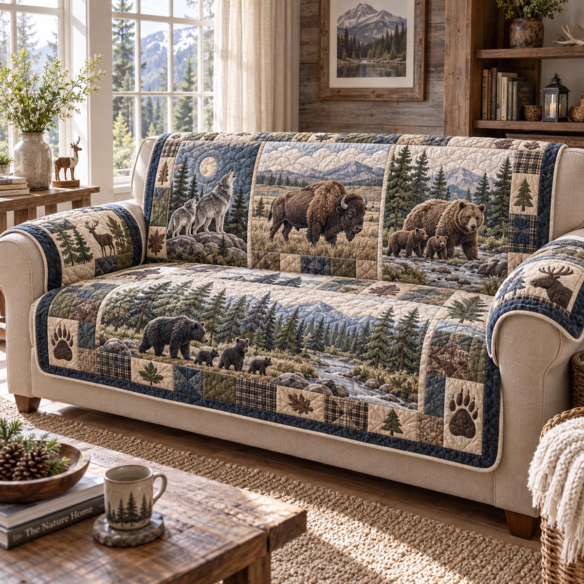 Blue Ridge Wildlife Quilted Sofa Cover NCU0DV10110