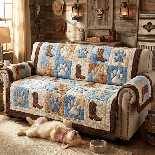 Blue Saddle Quilted Sofa Cover NCU0TV1971