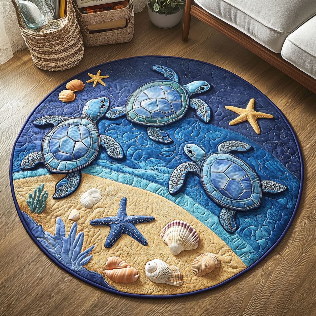 Blue Sea Journey Quilted Round Mat NCU0NT4537
