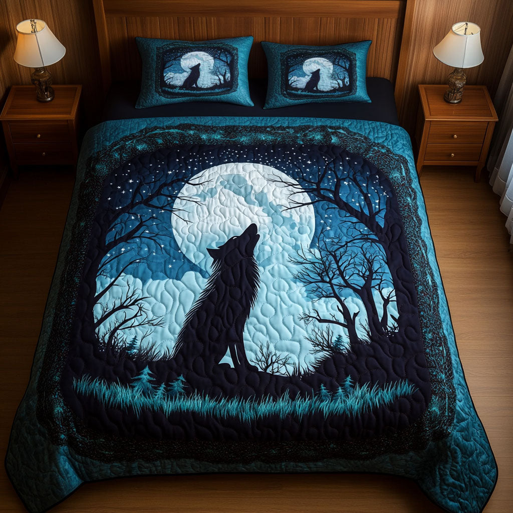 Blue Serenity 3-Piece Quilted Bedding Set NCU0NT3850