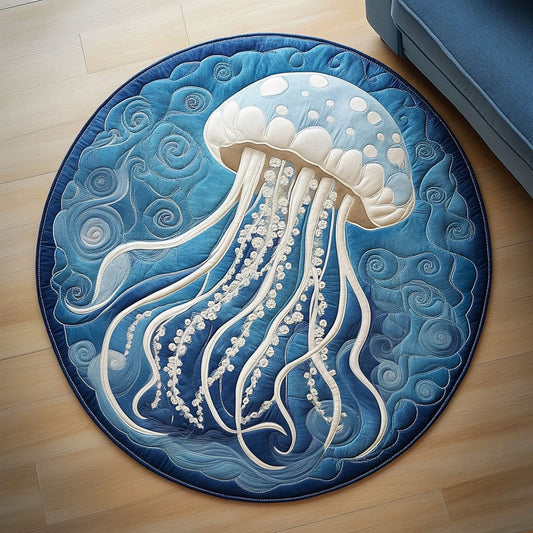 Blue Serenity Quilted Round Mat NCU0NT4839