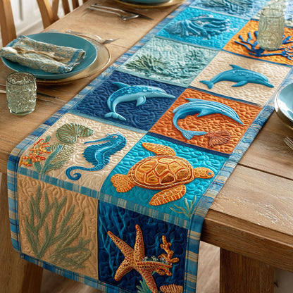 Blue Shells Quilted Table Runner NCU0TD2233