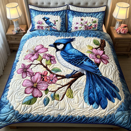 Blue Sky Blooms 3-Piece Quilted Bedding Set NCU0PT6256