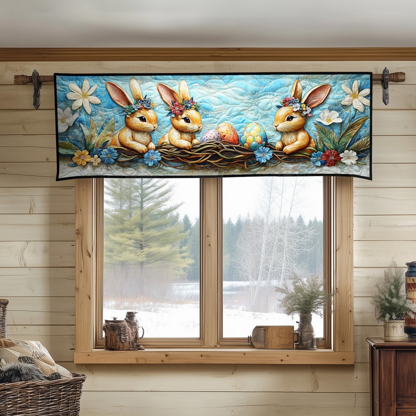 Blue Sky Bunnies Quilted Valance NCU0NT4487