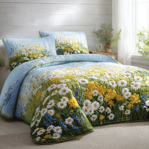 Blue Sky Daisies 3-Piece Quilted Bedding Set NCU0VL3052