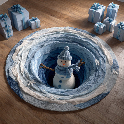 Blue Snowman Abyss Round Carpet NCU0HH1276