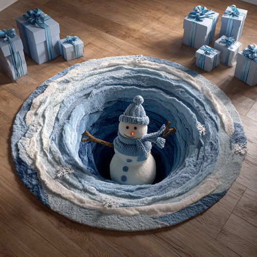 Blue Snowman Abyss Round Carpet NCU0HH1276