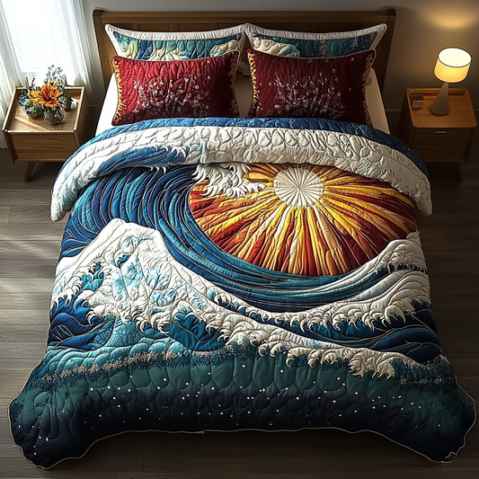 Blue Surge 3-Piece Quilted Bedding Set NCU0DV5659