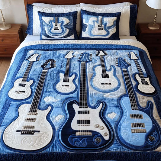 Blue Symphony 3-Piece Quilted Bedding Set NCU0NT2039