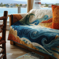 Blue Tide Quilted Sofa Cover NCU0PT10917