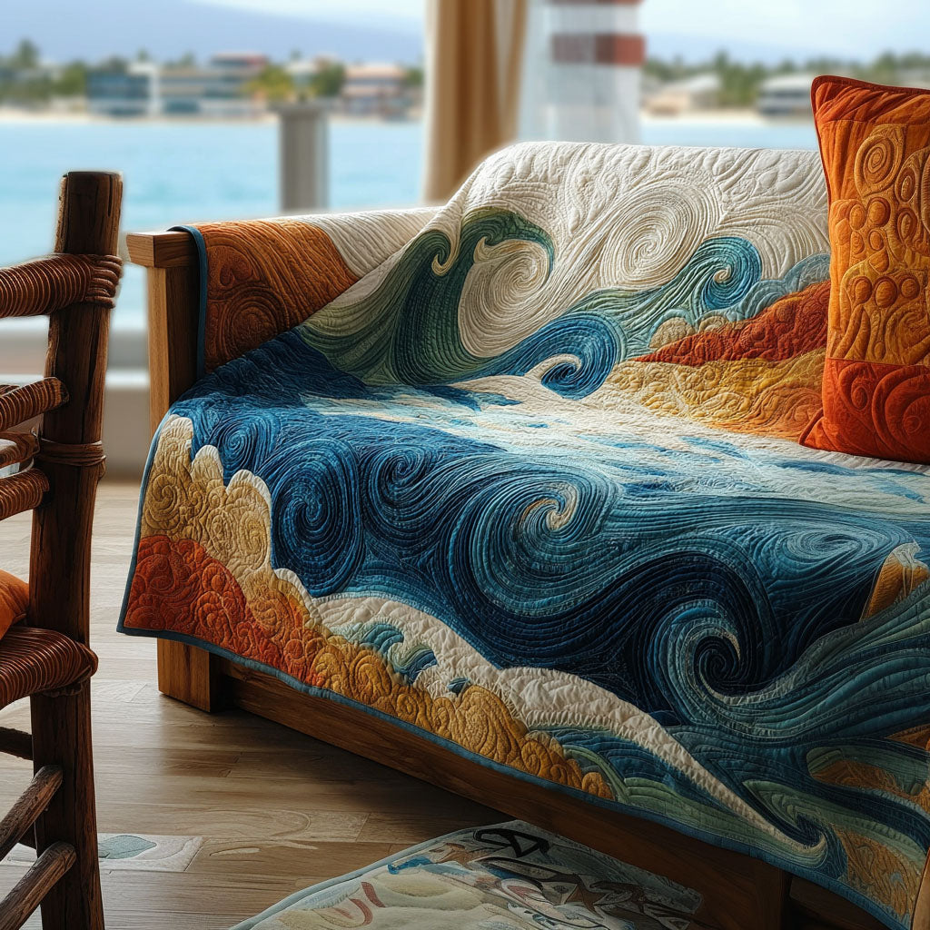 Blue Tide Quilted Sofa Cover NCU0PT10917