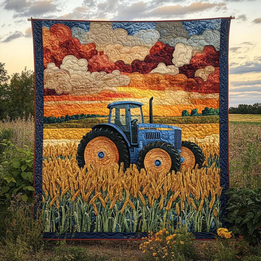Blue Tractor Harvest Quilted Blanket NCU0XD364