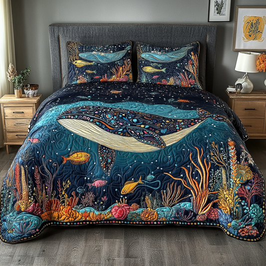 Blue Voyage 3-Piece Quilted Bedding Set NCU0VH5910