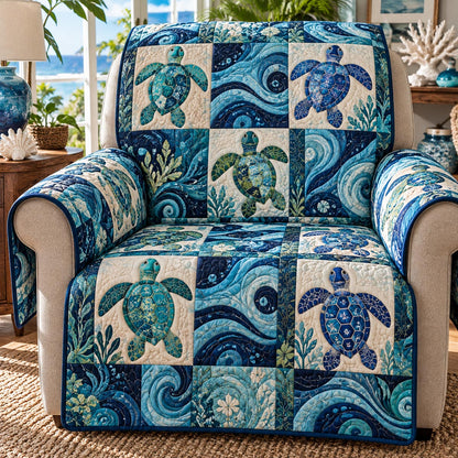 Blue Wave Turtle Mosaic Quilted Sofa Cover NCU0DV10454