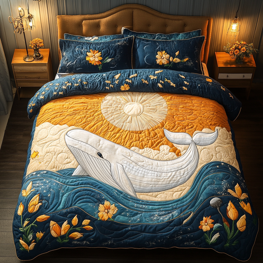 Blue Whale 3-Piece Quilted Bedding Set NCU0DK8085