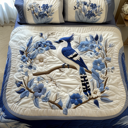 Blue Whisper 3-Piece Quilted Bedding Set NCU0VH4264