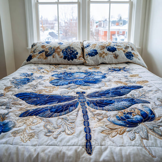 Blue Wing Breeze 3-Piece Quilted Bedding Set NCU0DV8674