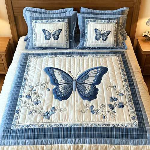 Blue Wings 3-Piece Quilted Bedding Set NCU0NT2277