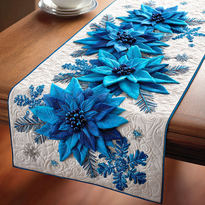Blue Winter Charm Quilted Table Runner NCU0TD777