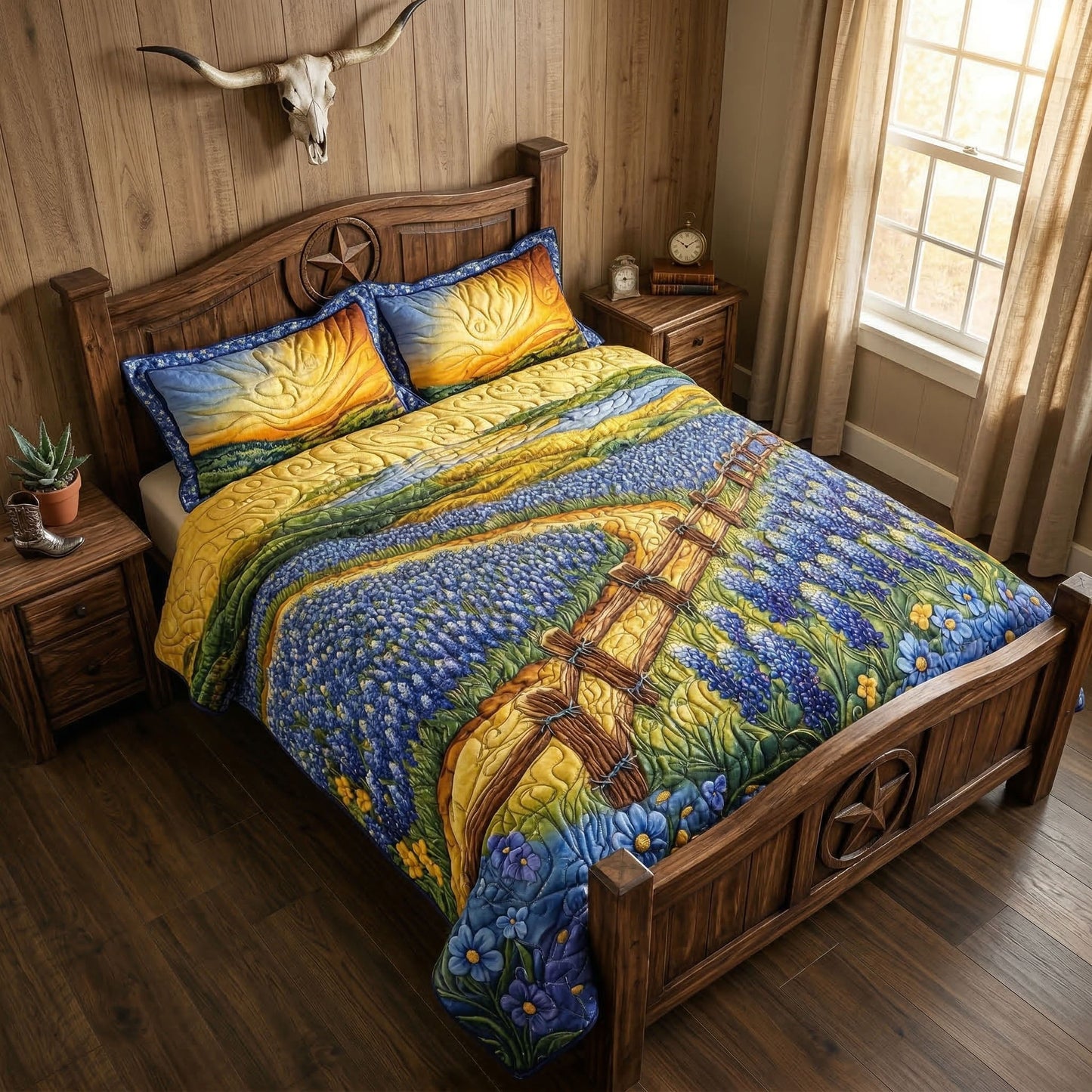 Bluebonnet Trail 3-Piece Quilted Bedding Set NCU0NT5498