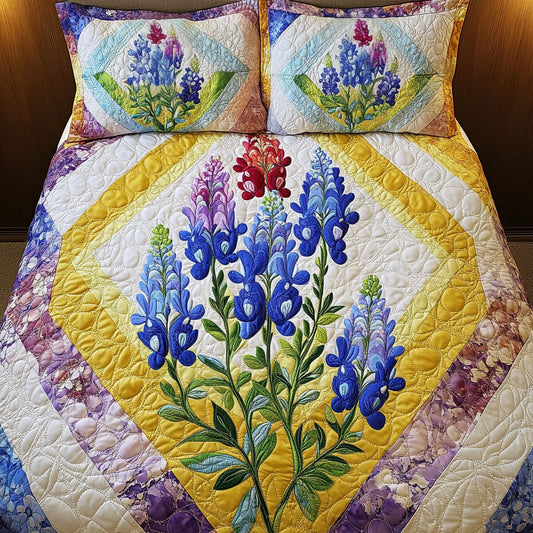 Bluebonnet Beauty 3-Piece Quilted Bedding Set NCU0NT6468