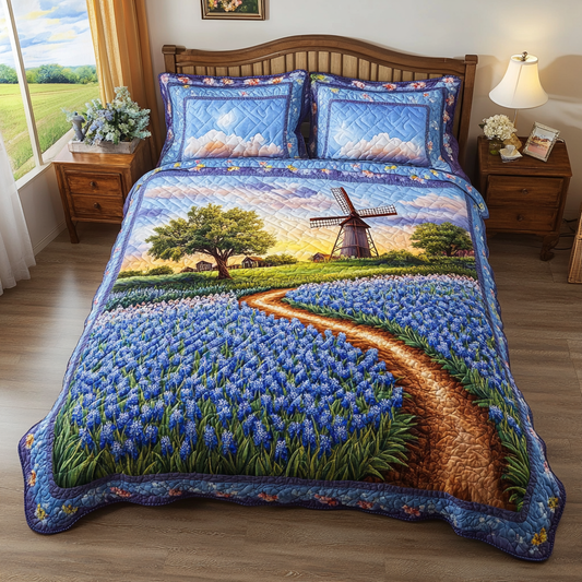 Bluebonnet Bliss 3-Piece Quilted Bedding Set NCU0DK6725