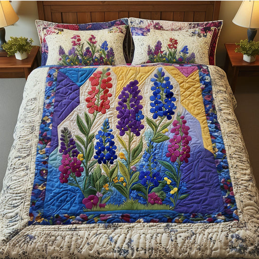 Bluebonnet Bliss 3-Piece Quilted Bedding Set NCU0NT6469