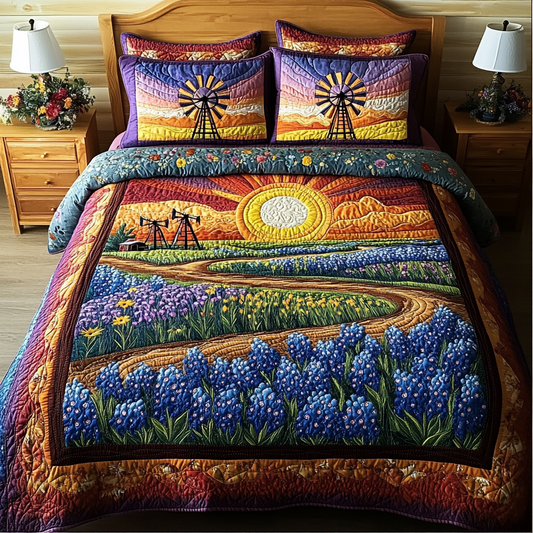 Bluebonnet Bliss 3-Piece Quilted Bedding Set NCU0VL2123