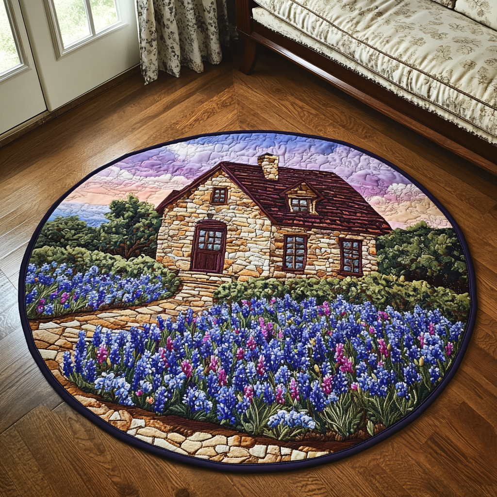 Bluebonnet Bloom Quilted Round Mat NCU0DK7213