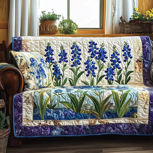 Bluebonnet Bloom Quilted Sofa Cover NCU0NT10796