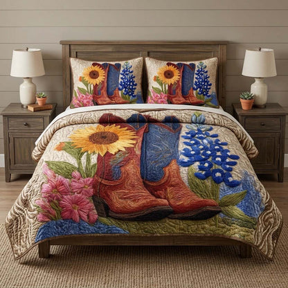 Bluebonnet Boots Texas 3-Piece Quilted Bedding Set NCU0QD013