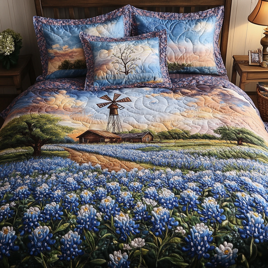 Bluebonnet Charm 3-Piece Quilted Bedding Set NCU0DK6729