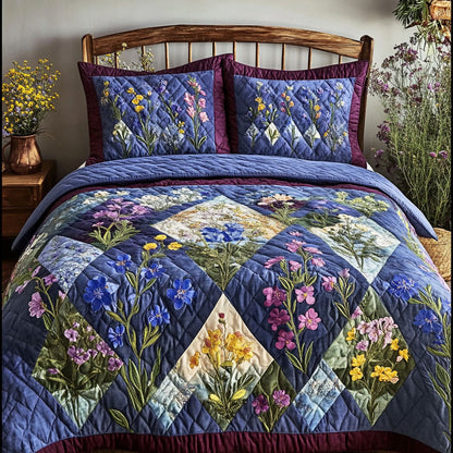 Bluebonnet Charm 3-Piece Quilted Bedding Set NCU0PT6389