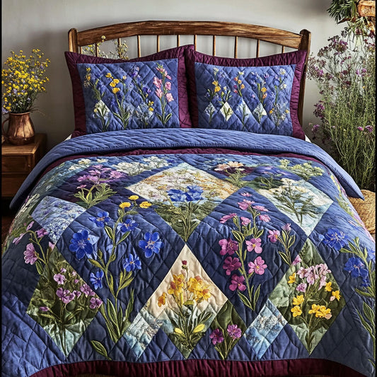 Bluebonnet Charm 3-Piece Quilted Bedding Set NCU0PT6389