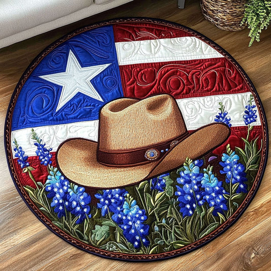 Bluebonnet Circle Quilted Round Mat NCU0NT6228