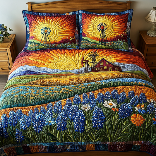 Bluebonnet Dreams 3-Piece Quilted Bedding Set NCU0VL2125