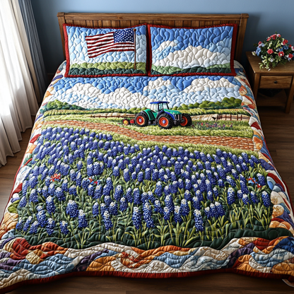 Bluebonnet Essence 3-Piece Quilted Bedding Set NCU0DK6731