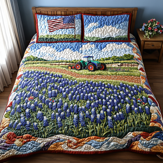 Bluebonnet Essence 3-Piece Quilted Bedding Set NCU0DK6731